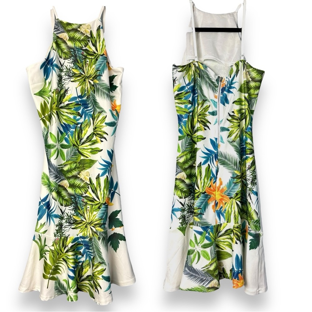 Tropical Print Sleeveless Dress